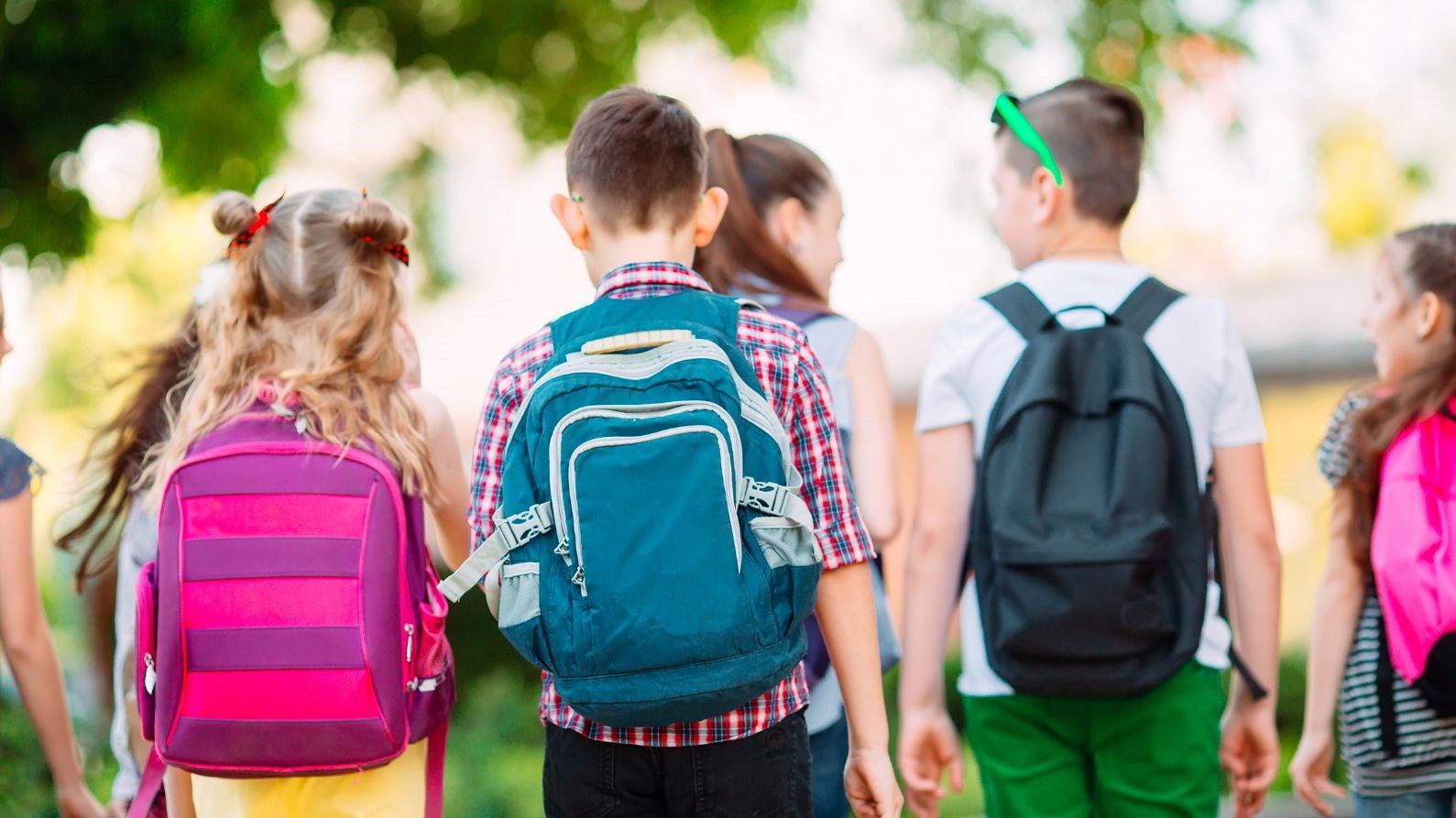 Students heading into a school.